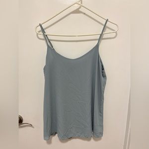 Pink Rose light blue spaghetti strap top.